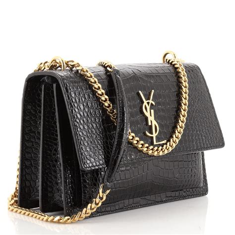 ysl croc embossed sunset bag|saint laurent sunset crossbody bag.